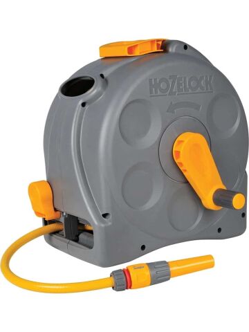 Hozelock 2415H Duvarda ve Yerde Kullanılabilen 25 m Hortumlu Kapalı Hortum Toplama Sarma Makara Seti