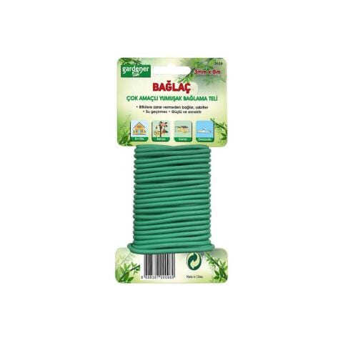 Gardener 3010 Bağlaç, Çok Amaçlı Yumuşak Bağlama Teli - 3mm x 8m.
