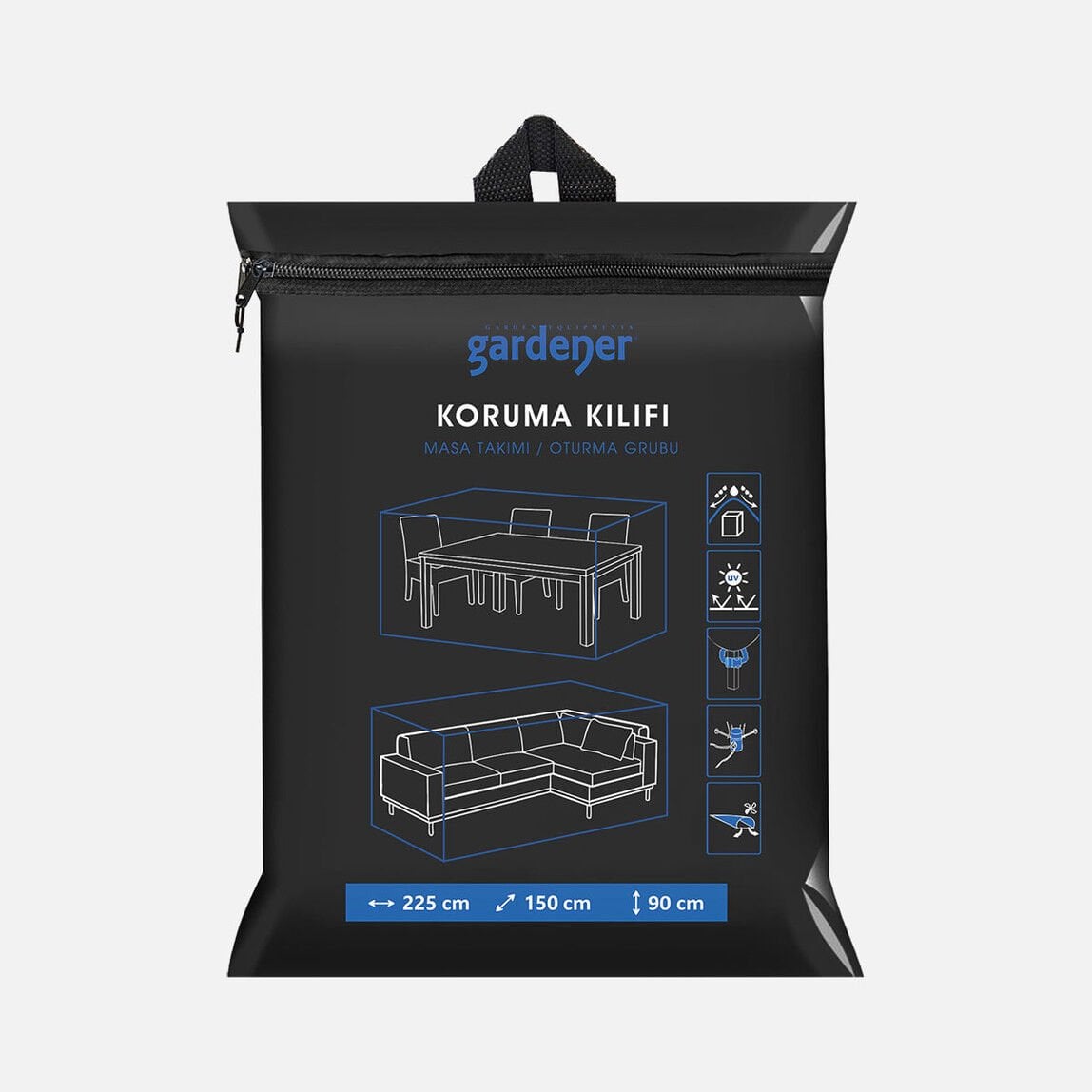 Gardener GRDC305 Masa Takımı / Oturma Grubu Koruma Örtüsü / Kılıfı PE (225 cm x150 cm x 90 cm)